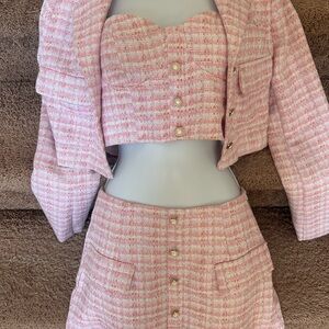 Pink Tweed Jacket and skirt set